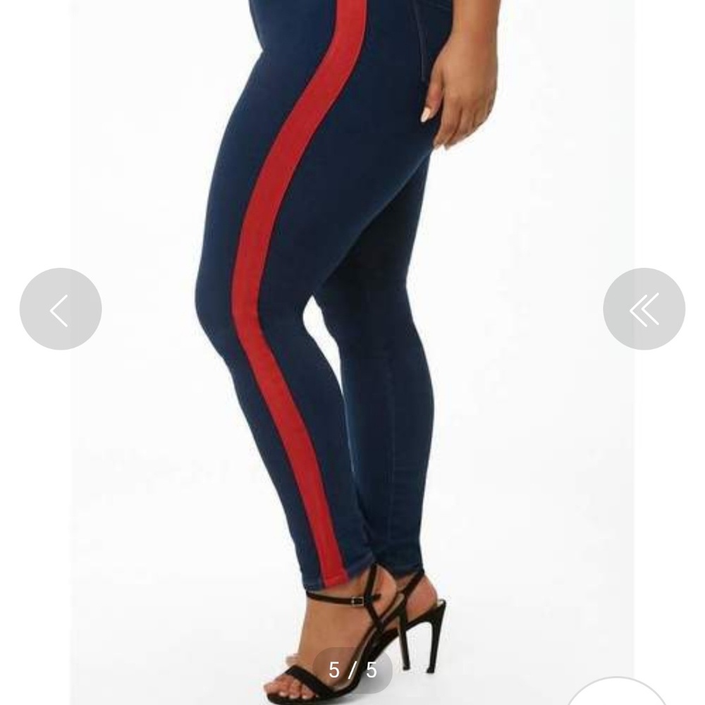 Forever 21 Red Striped  Skinny Jeans 3X Plus Size